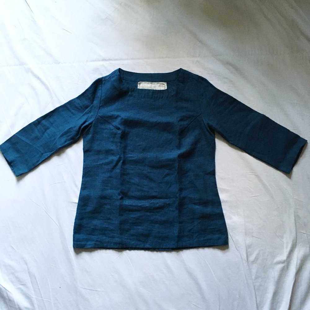 notPerfectLinen fitted 3/4 sleeve top size xs